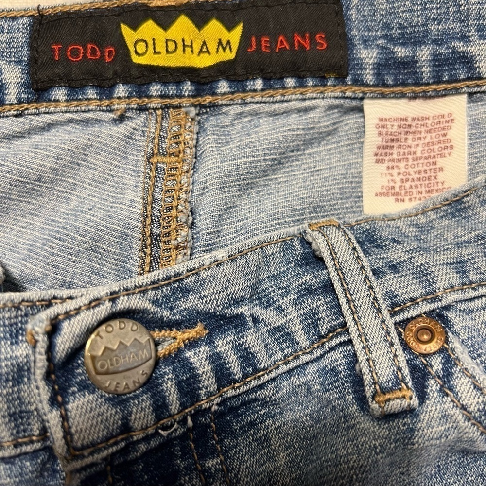 VINTAGE TODD OLDHAM DISTRESSED JEANS (JUNIOR) SIZE 13 - Picture 2 of 9